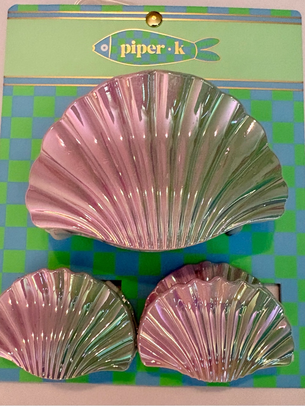 Piper K Iridescent Pastel Sea Shell Hair Claws - Set Of 3 Clips NEW